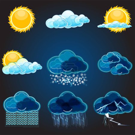 Illustration for Cloud and snow. set of vector illustration. - Royalty Free Image