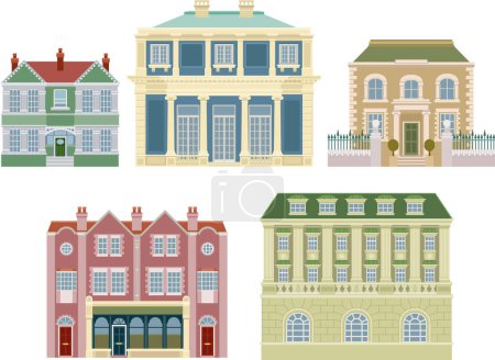 Illustration for Houses and windows set - Royalty Free Image