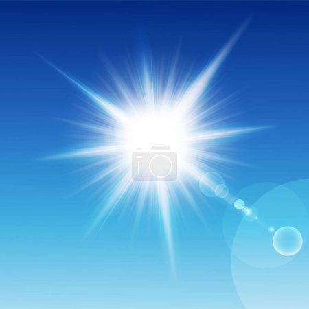 Illustration for Sun and blue background vector - Royalty Free Image