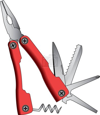 Illustration for Pliers with Various Tools Attached - Royalty Free Image