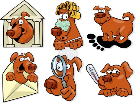 Ilustración de Ilustración de dibujos animados de perros conjunto - Imagen libre de derechos
