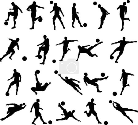 Illustration for Vector silhouette of a soccer players - Royalty Free Image