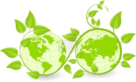 Téléchargez les illustrations : Globes verts avec feuilles. - en licence libre de droit