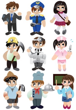 Illustration for Set illustration of different professions characters - Royalty Free Image