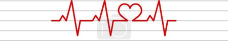 Illustration for Cardiogram with red heart. isolated on a white background. - Royalty Free Image