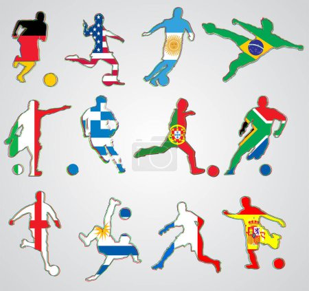 Illustration for Vector illustration of soccer players from different countries - Royalty Free Image