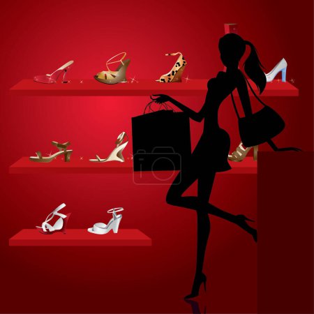 Illustration for Illustration of woman with shoes - Royalty Free Image