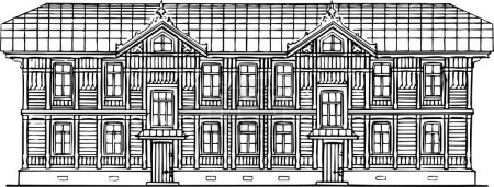 Illustration for House building. 3 d illustration. blueprint - Royalty Free Image