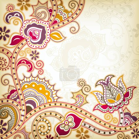 Téléchargez les illustrations : Paisley motif sans couture avec ornement floral. - en licence libre de droit