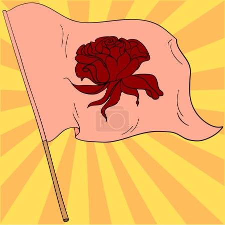 Téléchargez les illustrations : La rose rouge en forme de drapeau de l'État - en licence libre de droit