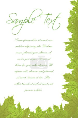 Illustration for White background with a place for your text, green leaves frame - Royalty Free Image