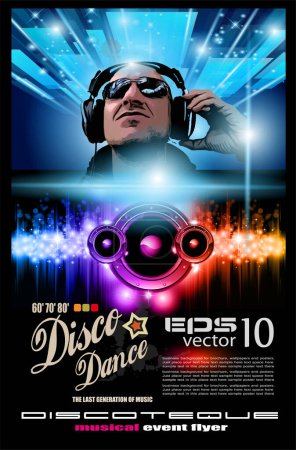 Illustration for Party background with male dj, vector - Royalty Free Image