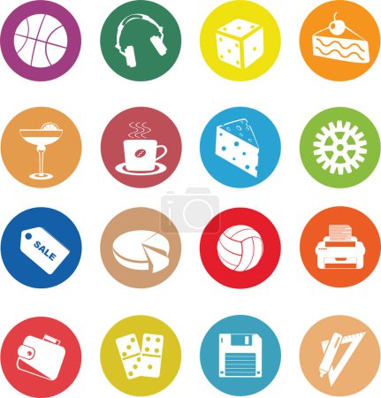 Illustration for Vector flat icons, food, business and sport, vector illustration - Royalty Free Image