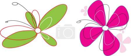 Ilustración de Conjunto de cuatro flores de colores - Imagen libre de derechos