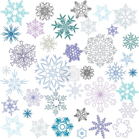 Téléchargez les illustrations : Illustration vectorielle de fond des flocons de neige Noël - en licence libre de droit