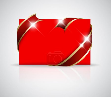 Téléchargez les illustrations : Carte cadeau rouge avec ruban, design vectoriel - en licence libre de droit