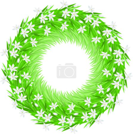 Illustration for Green spring wreath on white background - Royalty Free Image