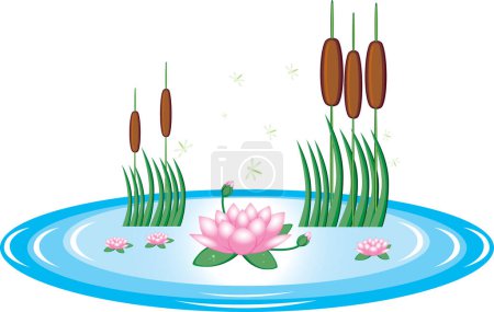 Illustration for Water lily and flower - Royalty Free Image