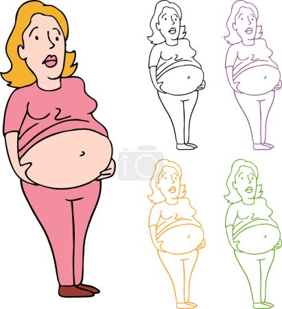 Ilustración de Una imagen de una mujer sosteniendo su pesado vientre. - Imagen libre de derechos