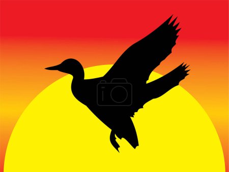 Téléchargez les illustrations : Illustration vectorielle d'un oiseau au coucher du soleil - en licence libre de droit