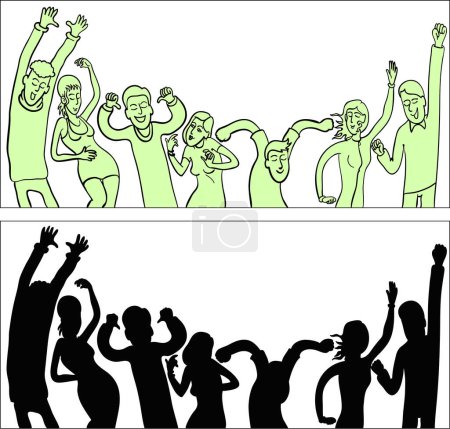 Téléchargez les illustrations : Vecteur d'une foule de gens dansant - en licence libre de droit