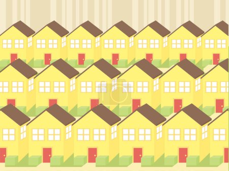 Téléchargez les illustrations : Modèle sans couture avec des maisons. Illustration vectorielle - en licence libre de droit