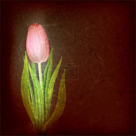 Téléchargez les illustrations : Fond floral abstrait avec tulipe, illustration vectorielle design simple - en licence libre de droit