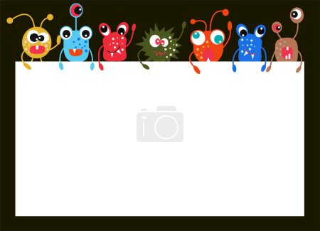 Ilustración de Marco con lindos insectos de dibujos animados. diseño vectorial. - Imagen libre de derechos