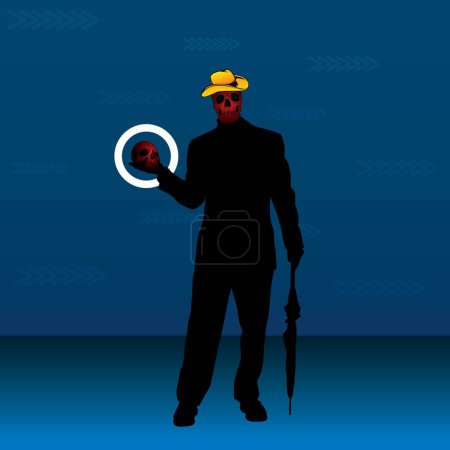 Téléchargez les illustrations : Homme d'affaires tenant une loupe avec sa main. illustration vectorielle. - en licence libre de droit
