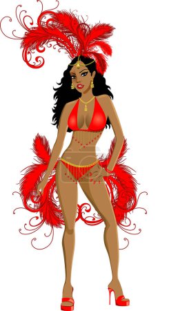 Illustration for Vector Illustration for carnival costume or las vegas showgirl. - Royalty Free Image
