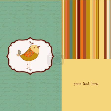Téléchargez les illustrations : Carte vectorielle avec un oiseau mignon - en licence libre de droit