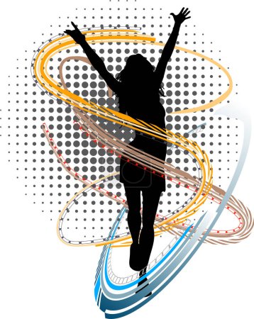 Ilustración de Silueta vectorial de chica sobre fondo blanco - Imagen libre de derechos