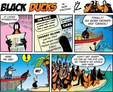 Illustration for Black Ducks Comic Strip episode 25 - Royalty Free Image