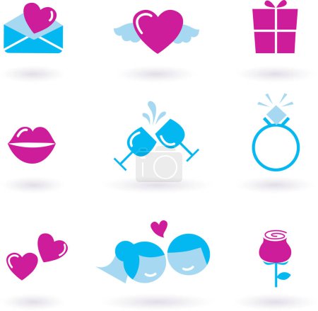 Ilustración de Conjunto de iconos del día de San Valentín, ilustración vectorial - Imagen libre de derechos
