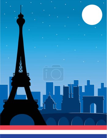 Ilustración de Torre eiffel en París, Francia, ilustración vectorial - Imagen libre de derechos