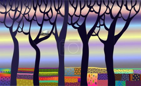 Téléchargez les illustrations : Illustration vectorielle des arbres dans la nature - en licence libre de droit