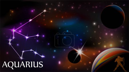 Illustration for Aquarius Astrological Sign and copy space - Royalty Free Image