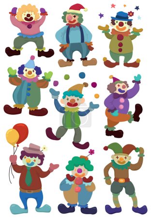 Illustration for Cartoon clown icon set - Royalty Free Image