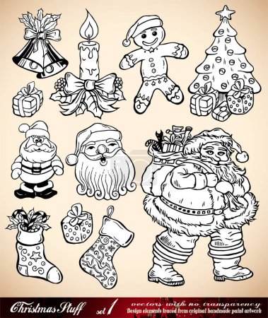 Téléchargez les illustrations : Ensemble d'illustrations de design de Noël - en licence libre de droit