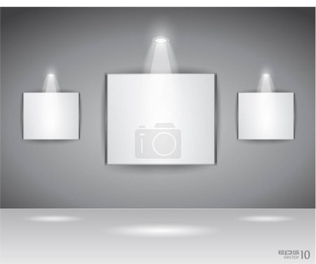Illustration for White empty room interior design with spotlights. vector background - Royalty Free Image