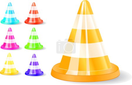 Illustration for Colorful traffic cones. vector illustration. isolated on white background. - Royalty Free Image