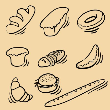 Illustration for Hand drawn doodle bakery set, vector illustration - Royalty Free Image