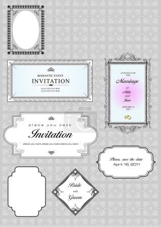 Illustration for Vintage invitation cards. vintage style ornate border and retro design. vector illustration. vector - Royalty Free Image