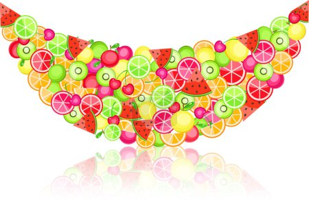 Ilustración de Frutas y bayas de colores sobre un fondo blanco. - Imagen libre de derechos