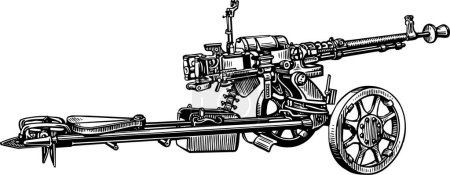 Téléchargez les illustrations : Conception d'illustration vectorielle de pistolet de machine militaire - en licence libre de droit