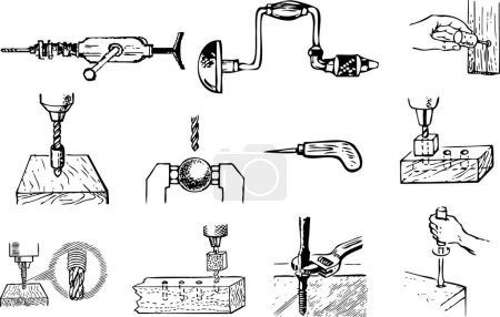 Ilustración de Trabajos relacionados con agujeros de perforación y hardware de montaje. Ilustración vectorial de un formato EPS
. - Imagen libre de derechos