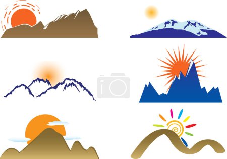 Ilustración de Vector de montaña iconos conjunto - Imagen libre de derechos