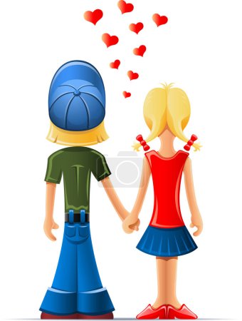 Illustration for Loving boy and girl vector illustration isolated on white background - Royalty Free Image