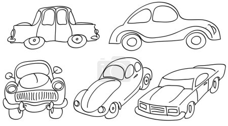Ilustración de Conjunto de coches retro, ilustración vectorial. - Imagen libre de derechos