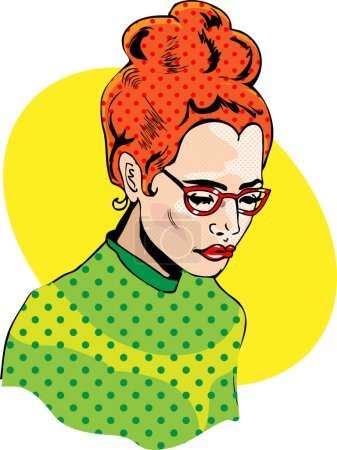 Ilustración de Pop chica de arte con gafas de dibujos animados vector ilustración diseño gráfico - Imagen libre de derechos